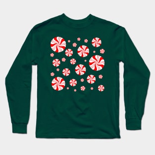 Round Peppermint Christmas Pattern Long Sleeve T-Shirt